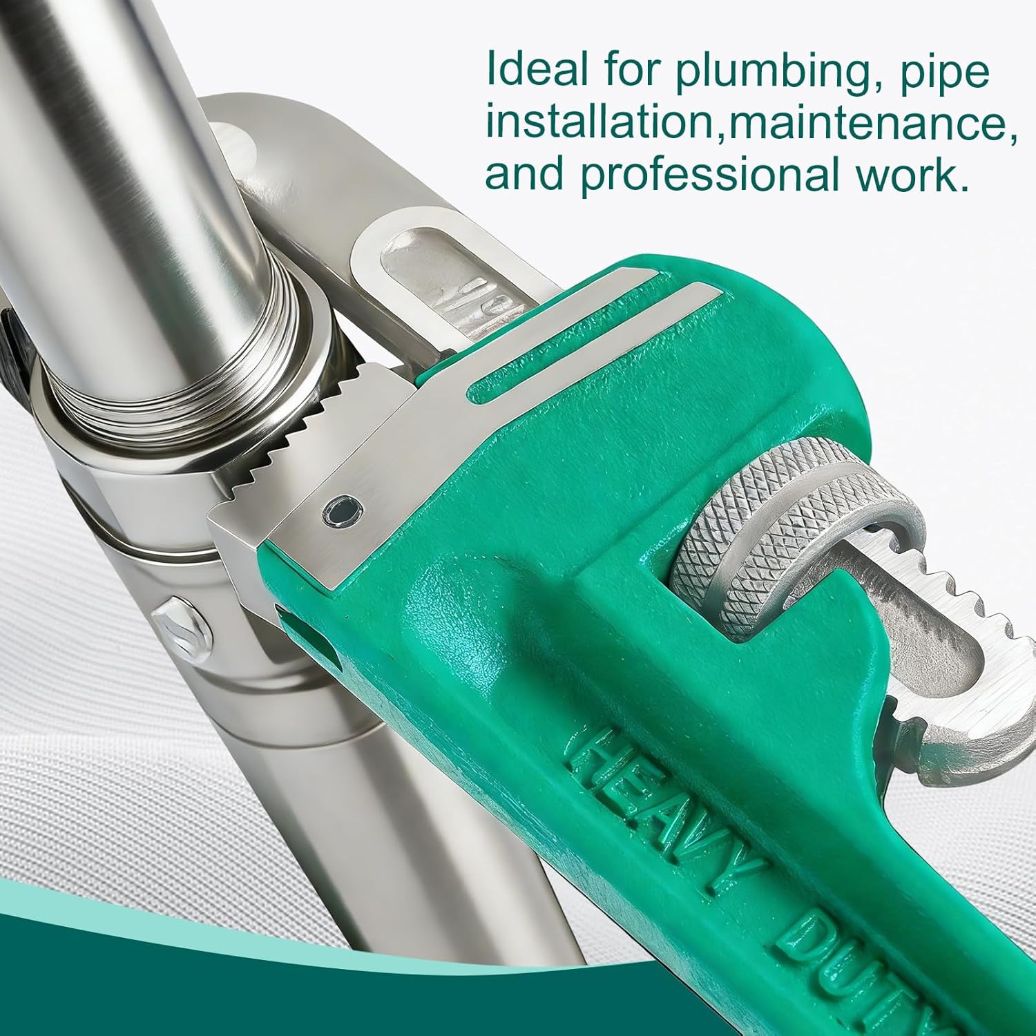 Heavy Duty Pipe Wrench Set 3PCS (10", 14", 18"), Adjustable Straight Jaw Plumbing Wrench, Durable Cast steel Body with Non-Slip Grip, for Plumbers, Home, Pipeline, Auto Repair