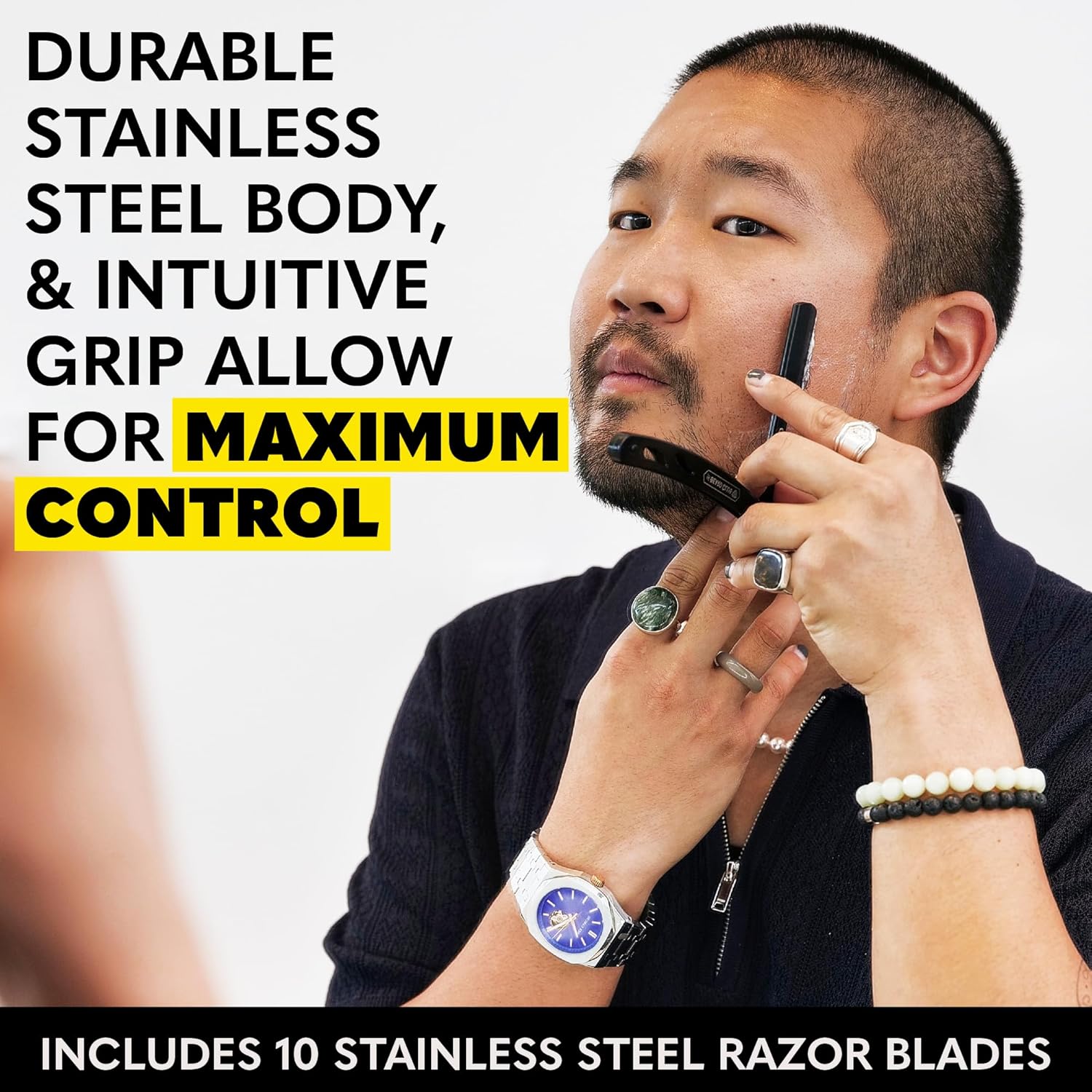 The Beard Club Grooming Bundle: Trimmer for Men & Care Kit - Includes Cordless Electric Trimmer, Straight Edge Razor, Shampoo, Cedar Balm & Oil, Brush - 8 Guides, 45 Lengths