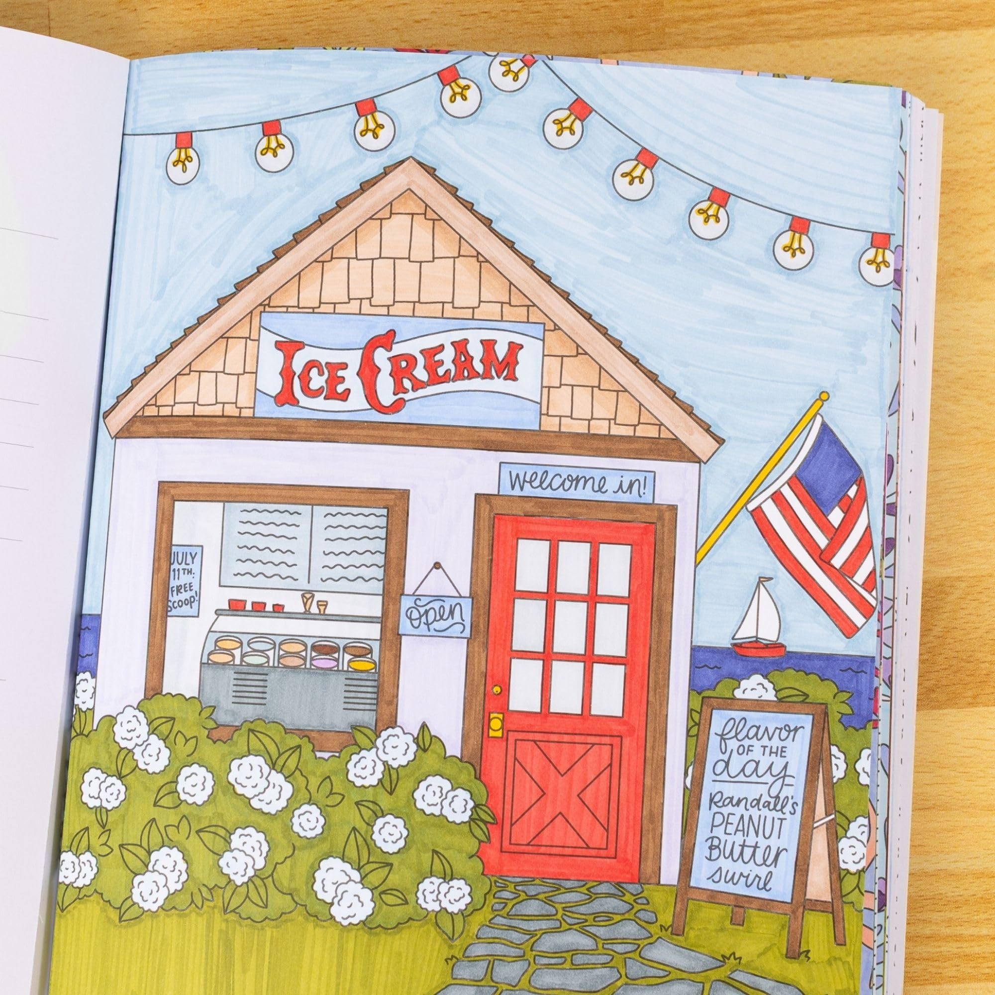 Elyse Breanne Design Kolorowanka Coastal Americana, 40 stron po jednej stronie, rysunki morskie, plaża i lato dla dorosłych i młodzieży (8,5 x 10)