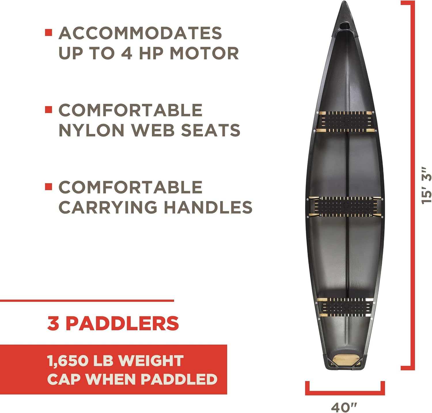 Old Town Discovery Sport 15 Recreational Canoe, 3 Person, 15 ft 3 in