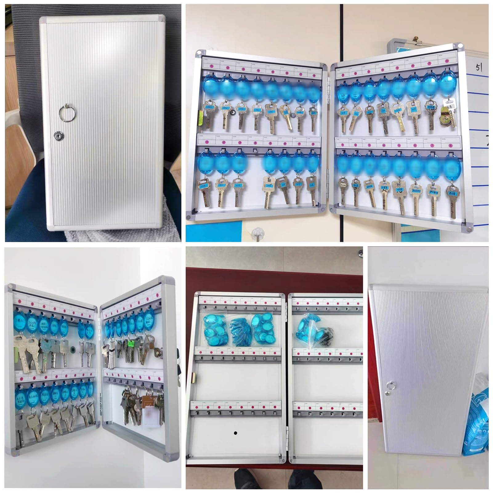 Armario de metal seguro para llaves con cerradura y etiquetas, solución ideal para guardar llaves para escuelas y bienes raíces, dimensiones: 48 cm, protege tus llaves de manera eficiente