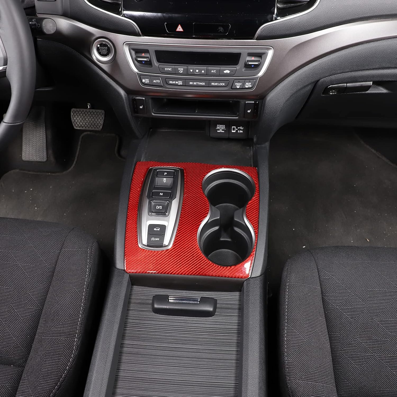 Gear Shift Panel Trim Cover for Honda Pilot 2016-2022/Ridgeline 2017-2023/Passport 2019-2023, Gear Shift Anti-Scratch Panel Protector Frame Cover, Carbon Fiber (Center Shifter Panel Frame)