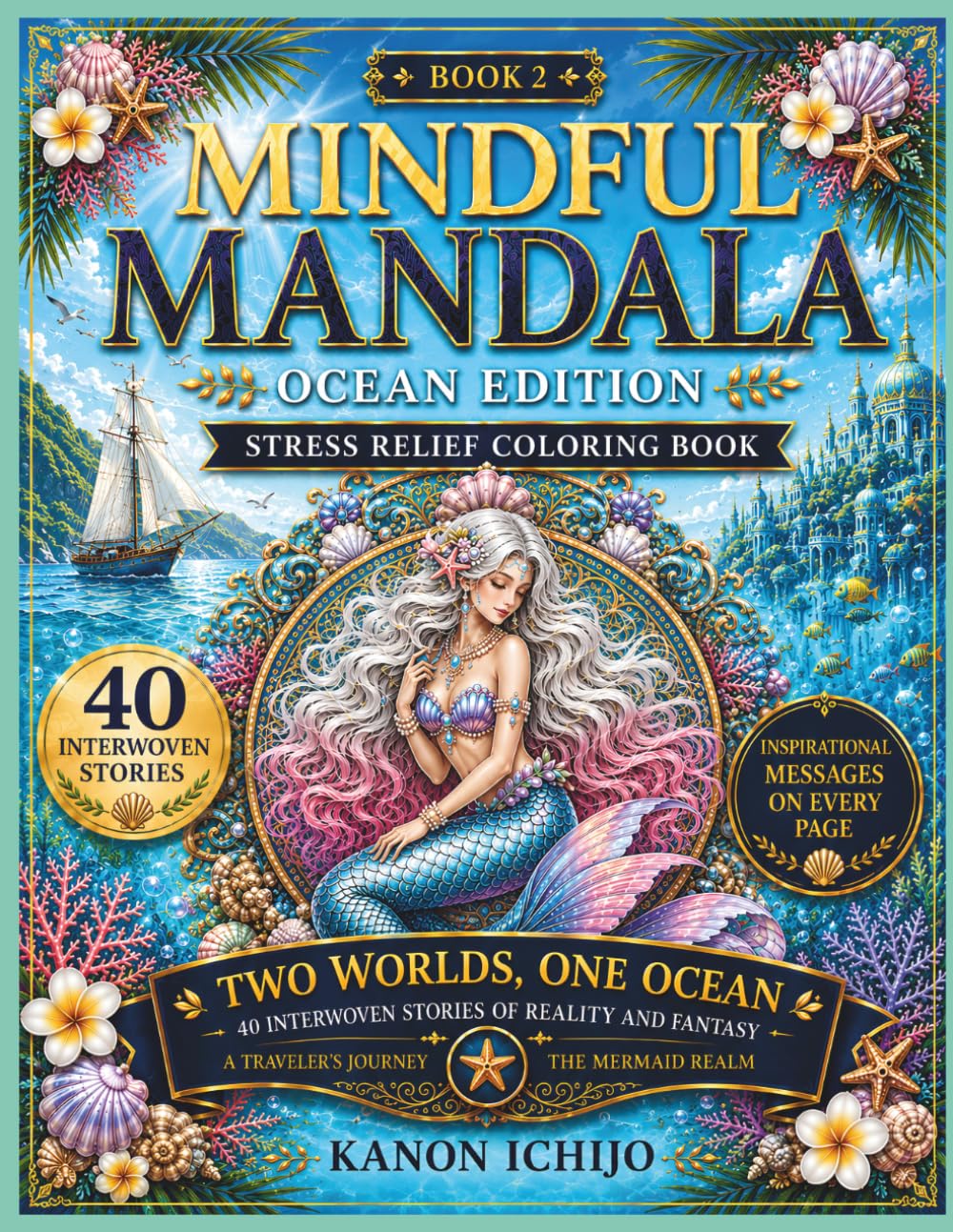 MINDFUL MANDALA: Journey of Ocean Light Two Worlds, One Ocean 40 Mandala Coloring Pages with Inspirational Messages