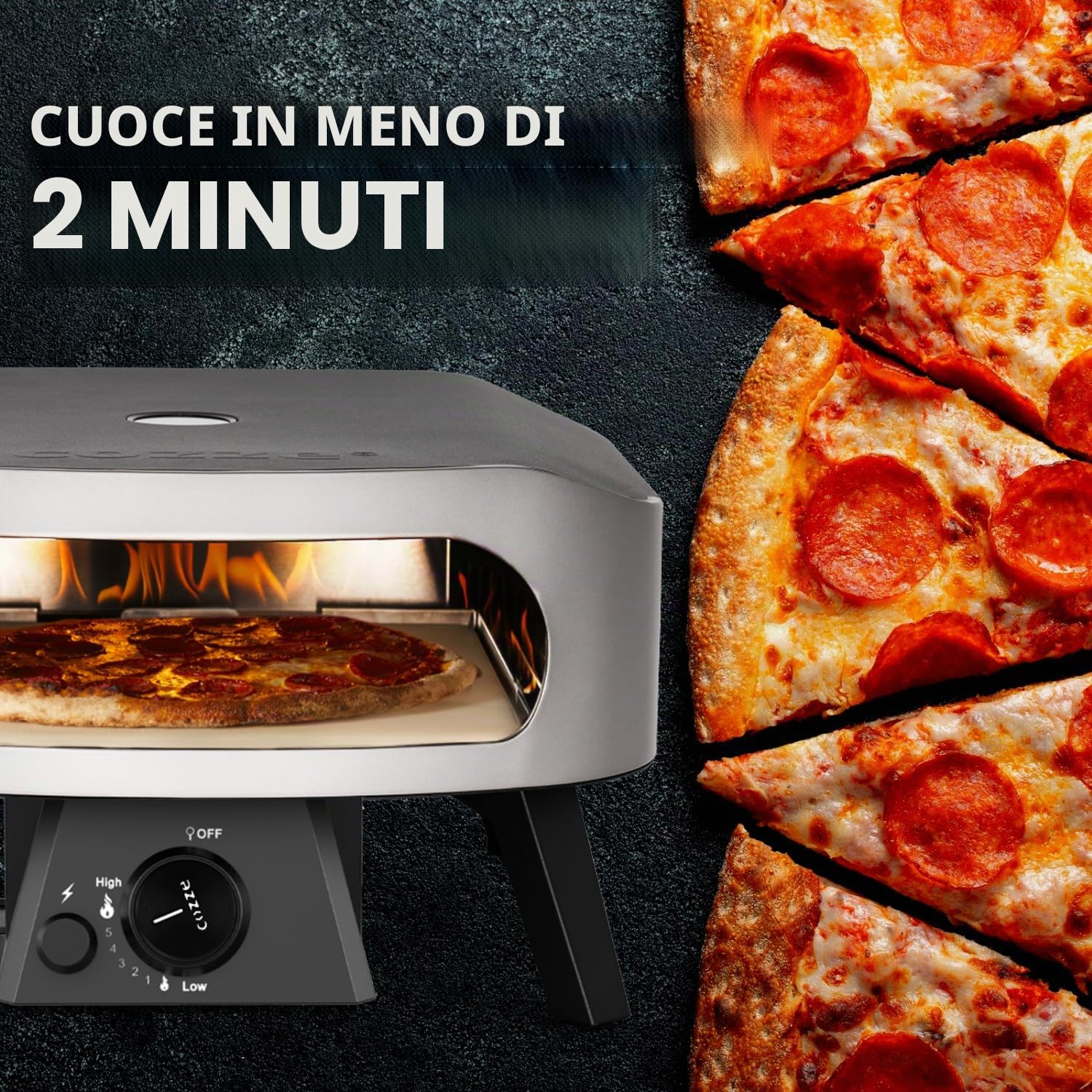 COZZE Mini forno per pizza a gas, 13 pollici, compatto, per pizza a gas, per esterni, 50 mbar, con regolatore per piccole pizze