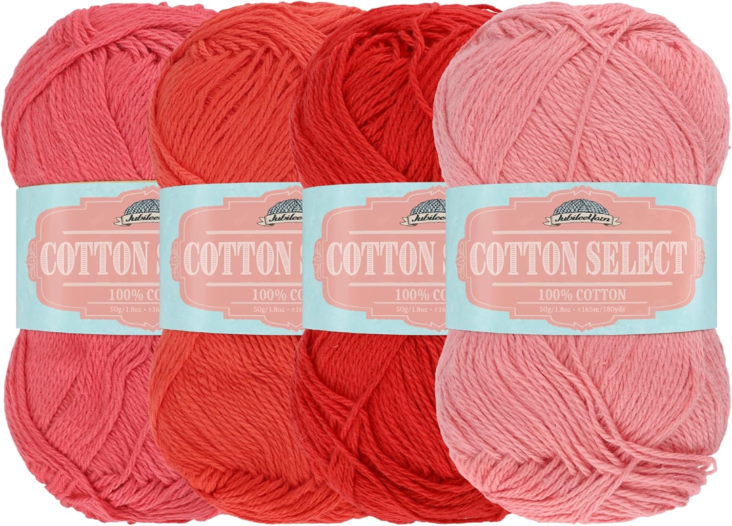 JubileeYarn Cotton Select Yarn - 50g/Skein Sport Weight - Variety Pack - 20 Skeins