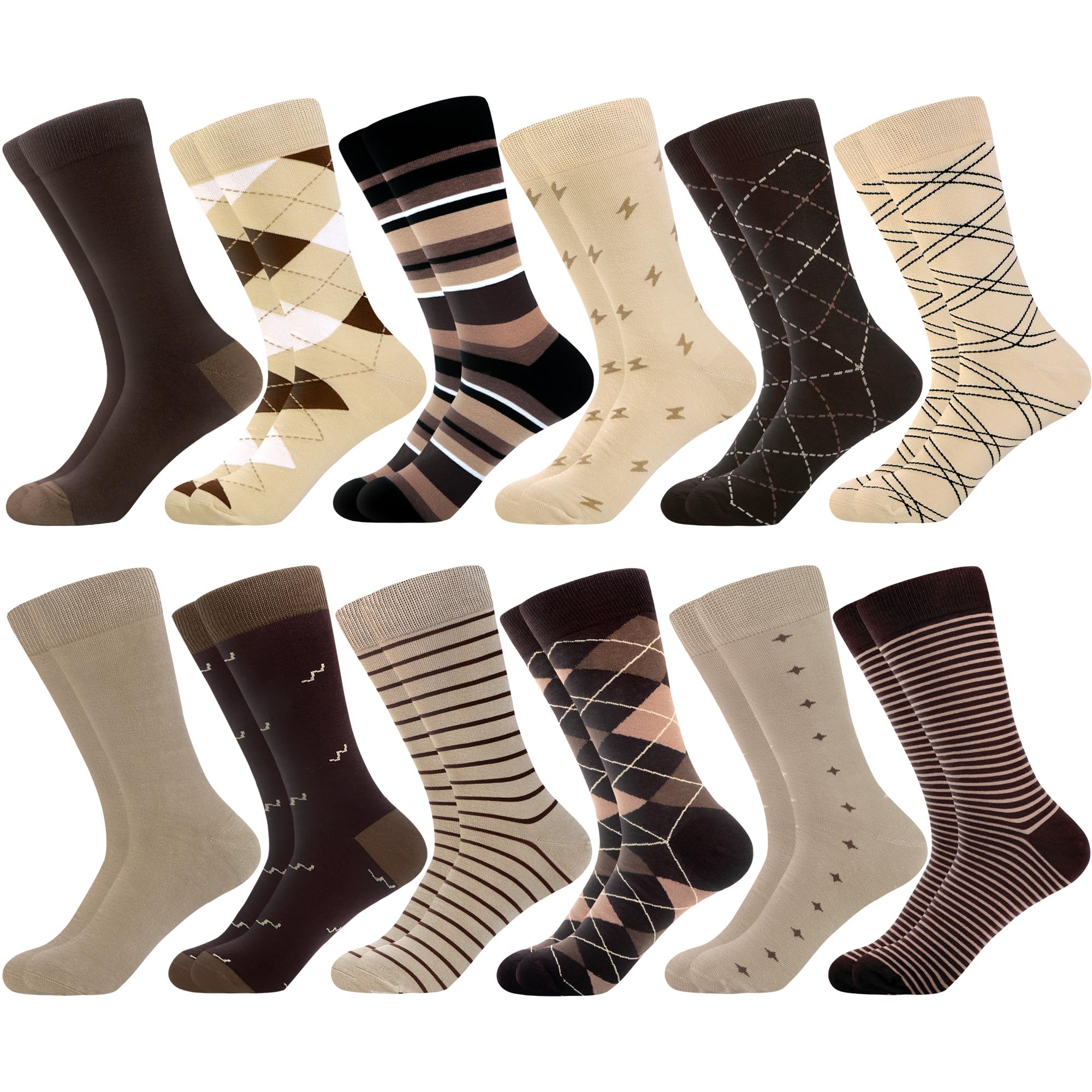 WeciBor Men's Dress Cool Colorful Fancy Novelty Funny Casual Combed Cotton Crew Socks Pack