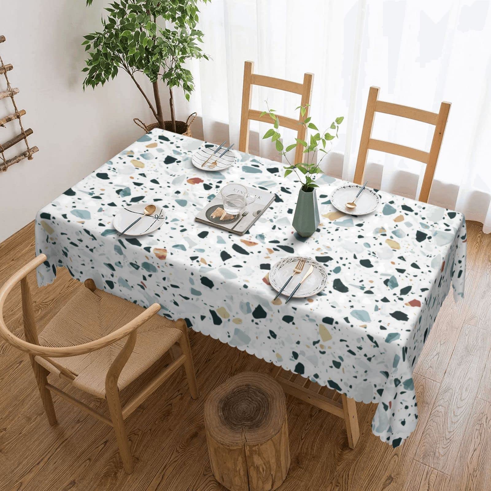 Nappe de restaurant antitache motif terrazzo pour un lavage facile