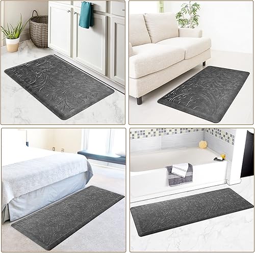 Miniatura 77 de KMAT Tapete de cocina acolchado antifatiga, impermeable, antideslizante, tapete ergonómico y cómodo para el hogar, oficina, fregadero, lavandería