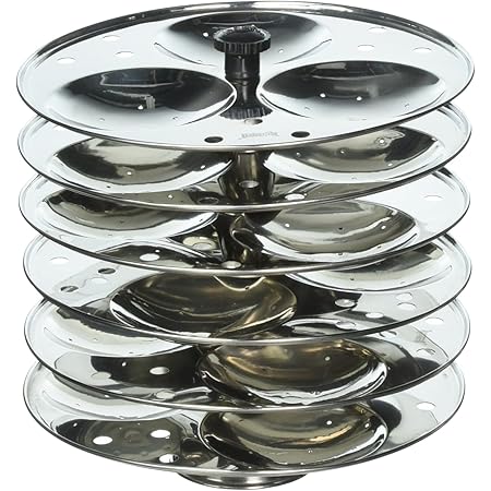 Tabakh 6-Rack Stainless Steel Hawkins Type Idli Stand, Makes 18 Idlys