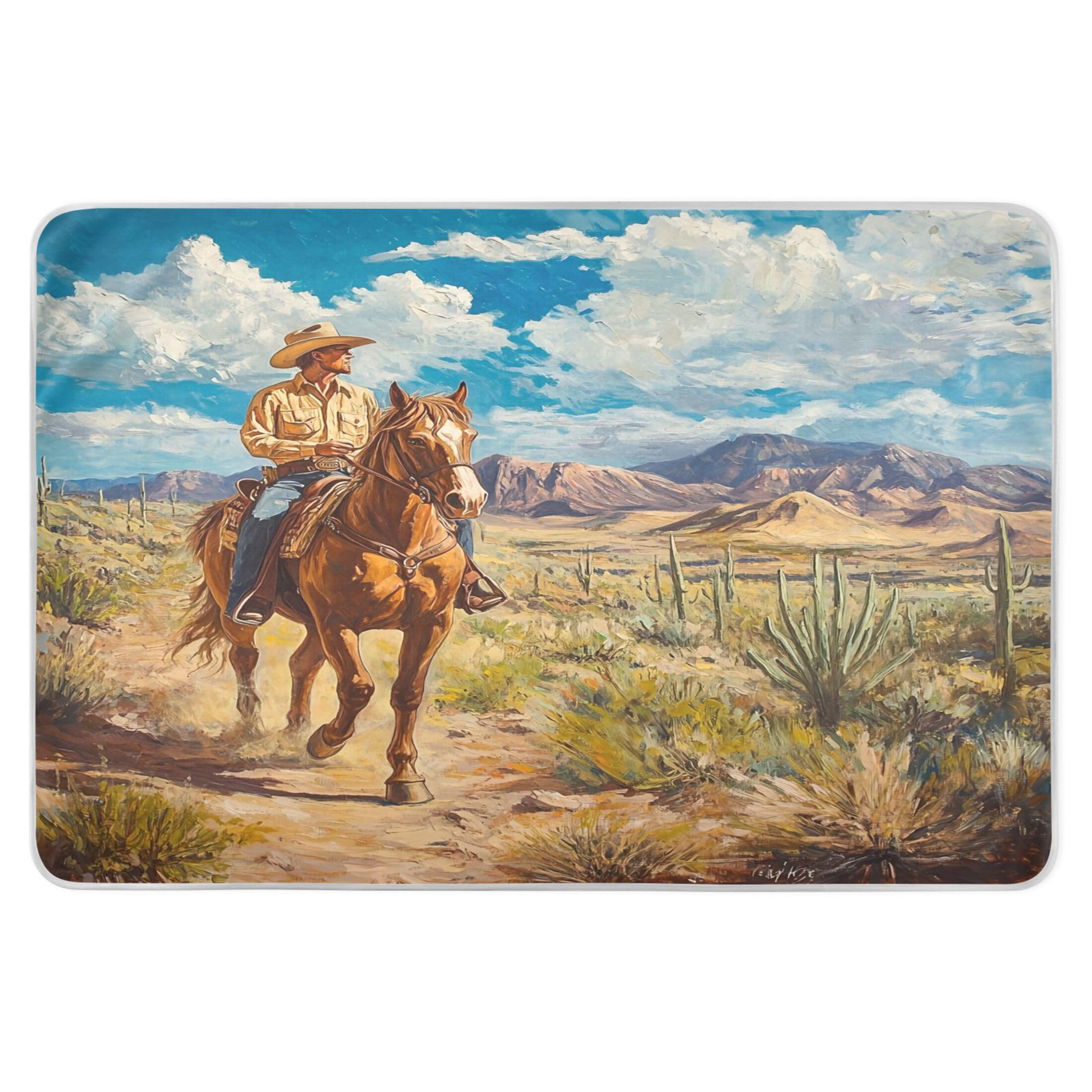 Takiito Cowboy Bed Pad Reusable Bed Underpad Washable Waterproof Leak-Proof Quick Dry Incontinence Pee Pad for Toddlers Kids Adults Pets 34x52 in