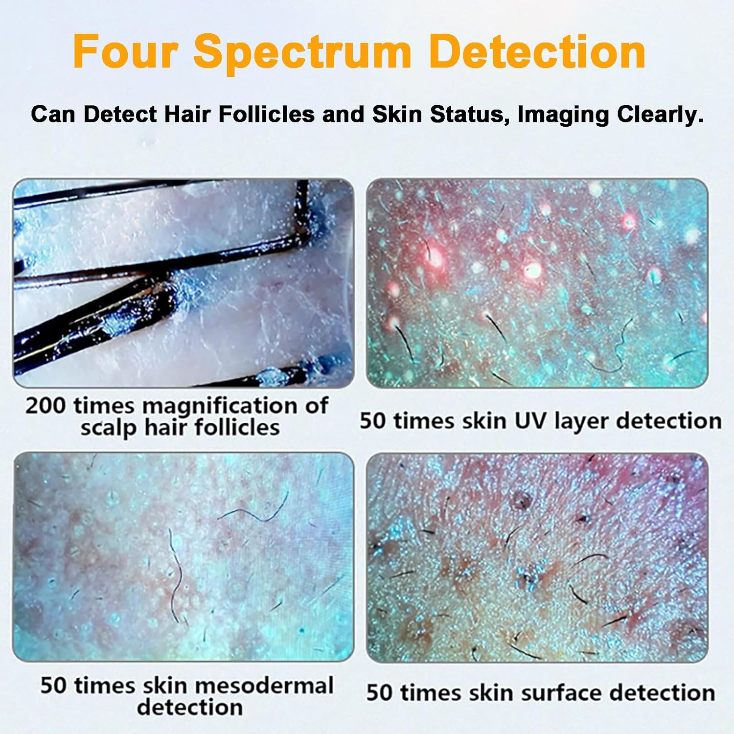 11 Inch Touchscreen Skin Diagnosis Hair Analyzer, Four Spectrum Skin Detector, with 50X 200X Lens and 32GB Storage Follicle Scalp Camera, Can Create Customer Archives for Salon Beauty Salon