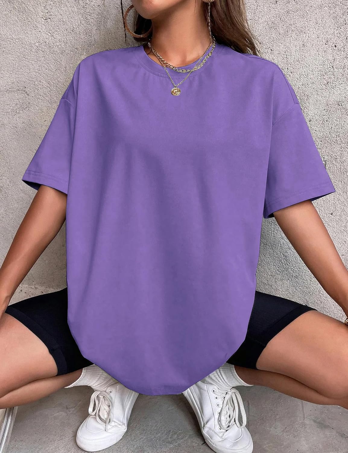 Women's Oversized T-Shirts Short Sleeve Crewneck Summer Tops Casual Loose Fit Workout Basic Tee Shirts - Image 5