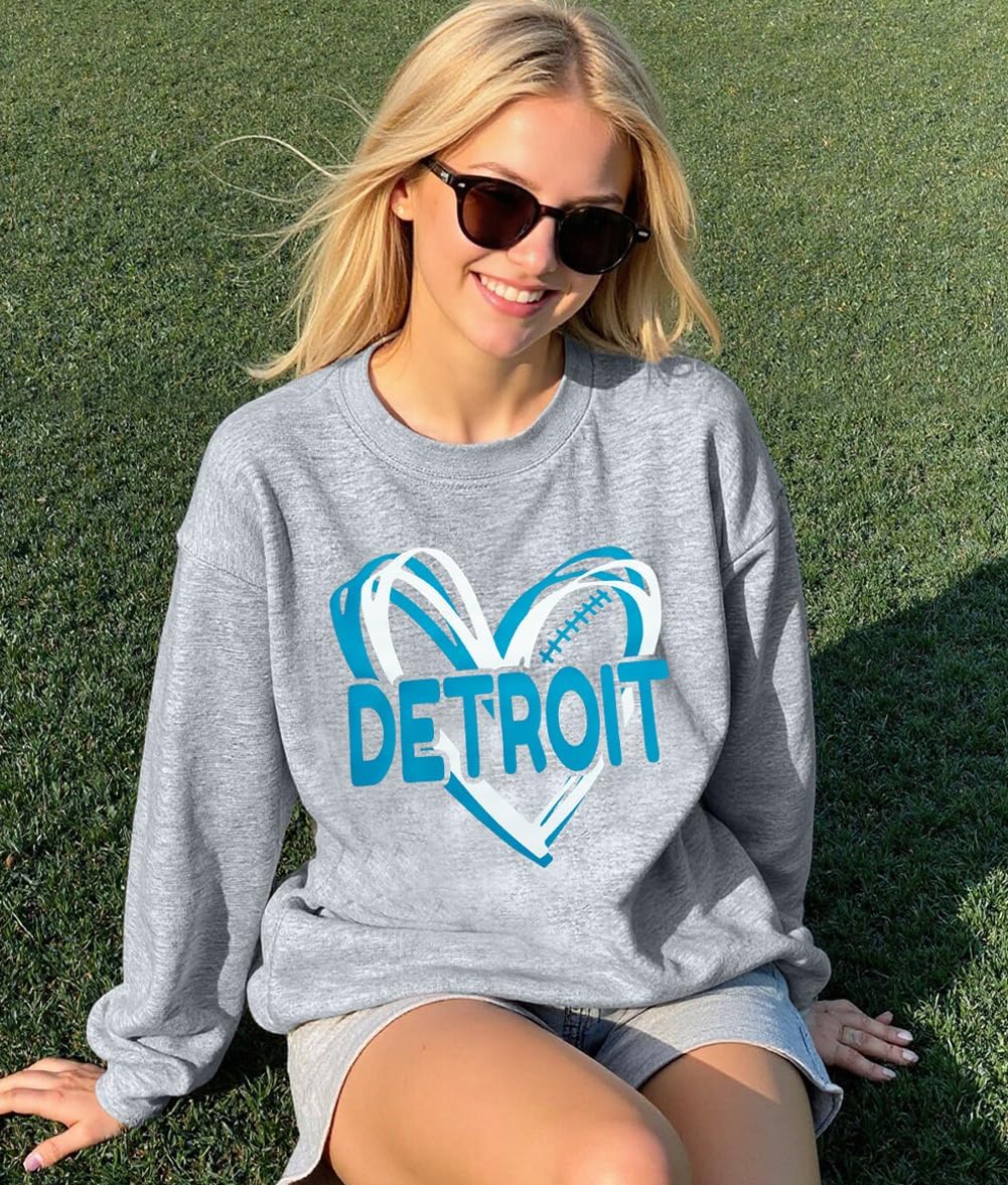 LOTUCY Football Sweatshirt Women Game Day Sweatshirts Football Team Fans Pullover Shirt Heart Graphic Long Sleeve Tops