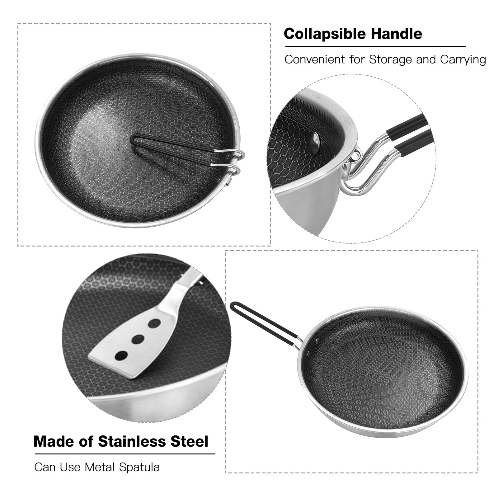 Składany uchwyt bez patelni bez kija Universal for Gas Electric Indukcja Ceramiczne piece ceramiczne trwałe stali nierdzewne 26 cm 28 cm Opcje (M)