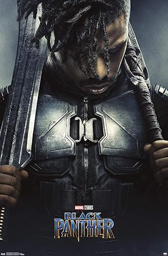 Trends International Marvel Cinematic Universe - Póster de pared de una hoja de Erik Killmonger de Black Panther, 22.375 x 34 pulgadas, versión