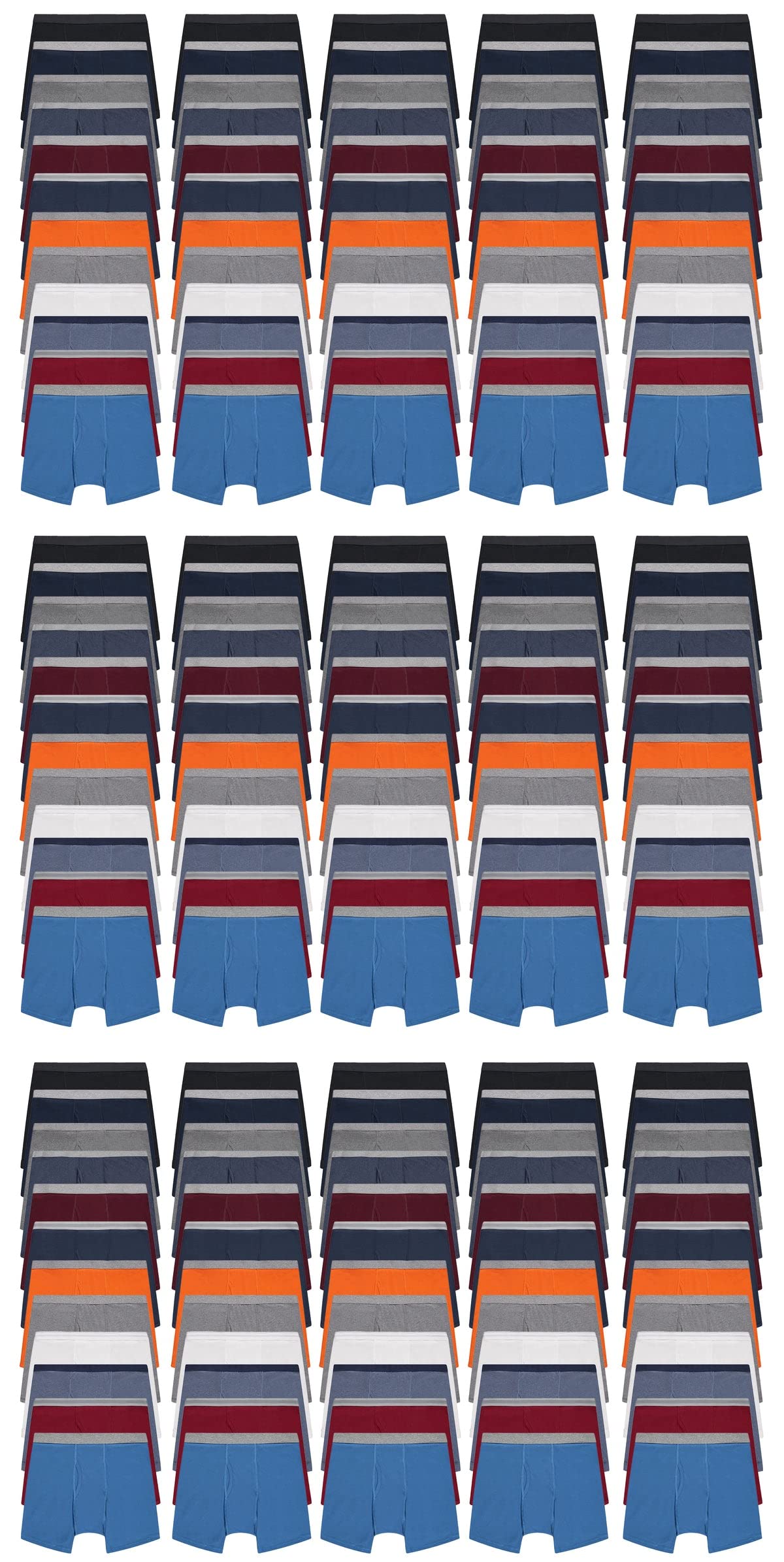 BILLIONHATS 180 Pack of Mens Boxer Briefs Wholesale Colorful Cotton Mens Underwear in Bulk Donating For Homeless Shelters