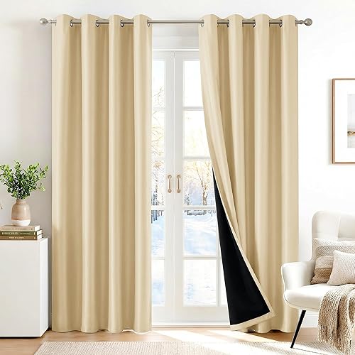 Miniatura 25 de Deconovo - Cortinas opacas 100% con forro, aisladas térmicamente, con reducción de ruido, certificadas por Oeko-TEX, con ojales en la parte Gris