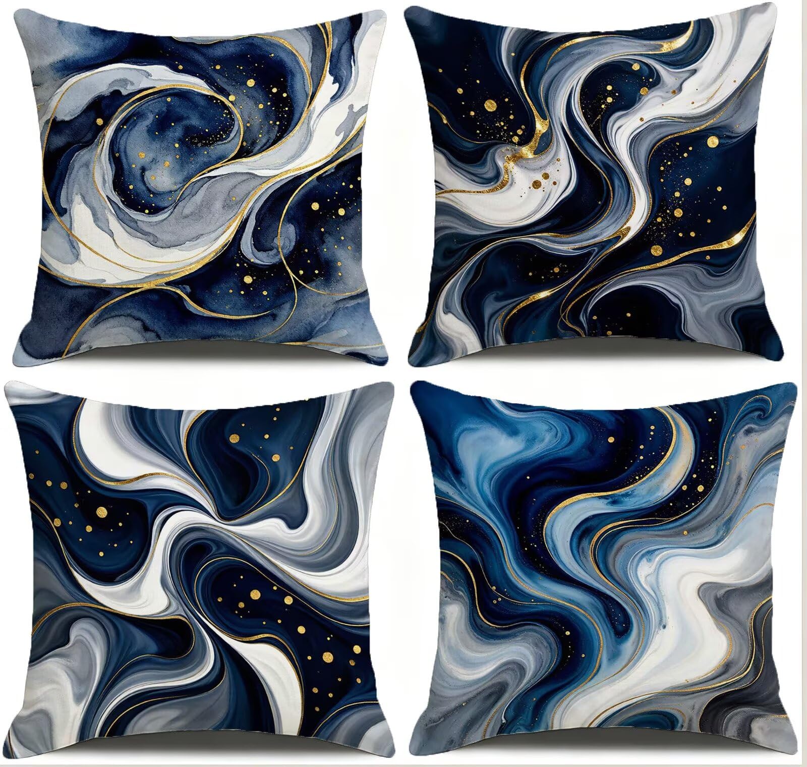 Blu Federe Cuscini Divano 40x40cm, Cuscini da Esterno Set de 4, Cod-152 | Lin Copricuscini Decorativi Letto Arredo, per Letto, Soggiorno, Giardino, Esterno, Casa Decorazione Set di 4 Naturale