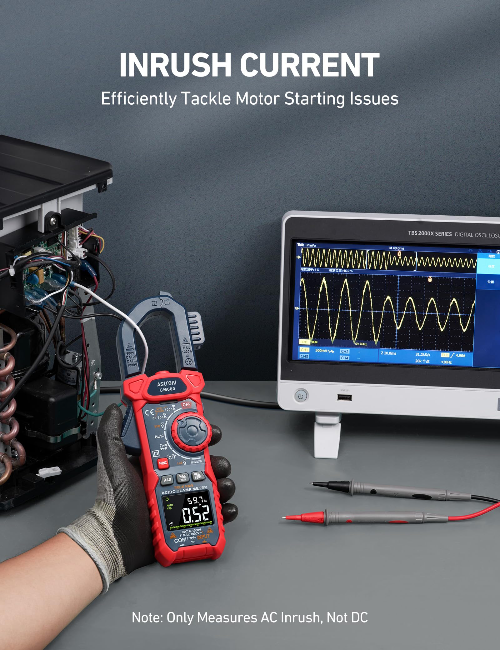 AstroAI Inrush Digital Clamp Meter Multimeter 6000 Counts 1000A TRMS ...