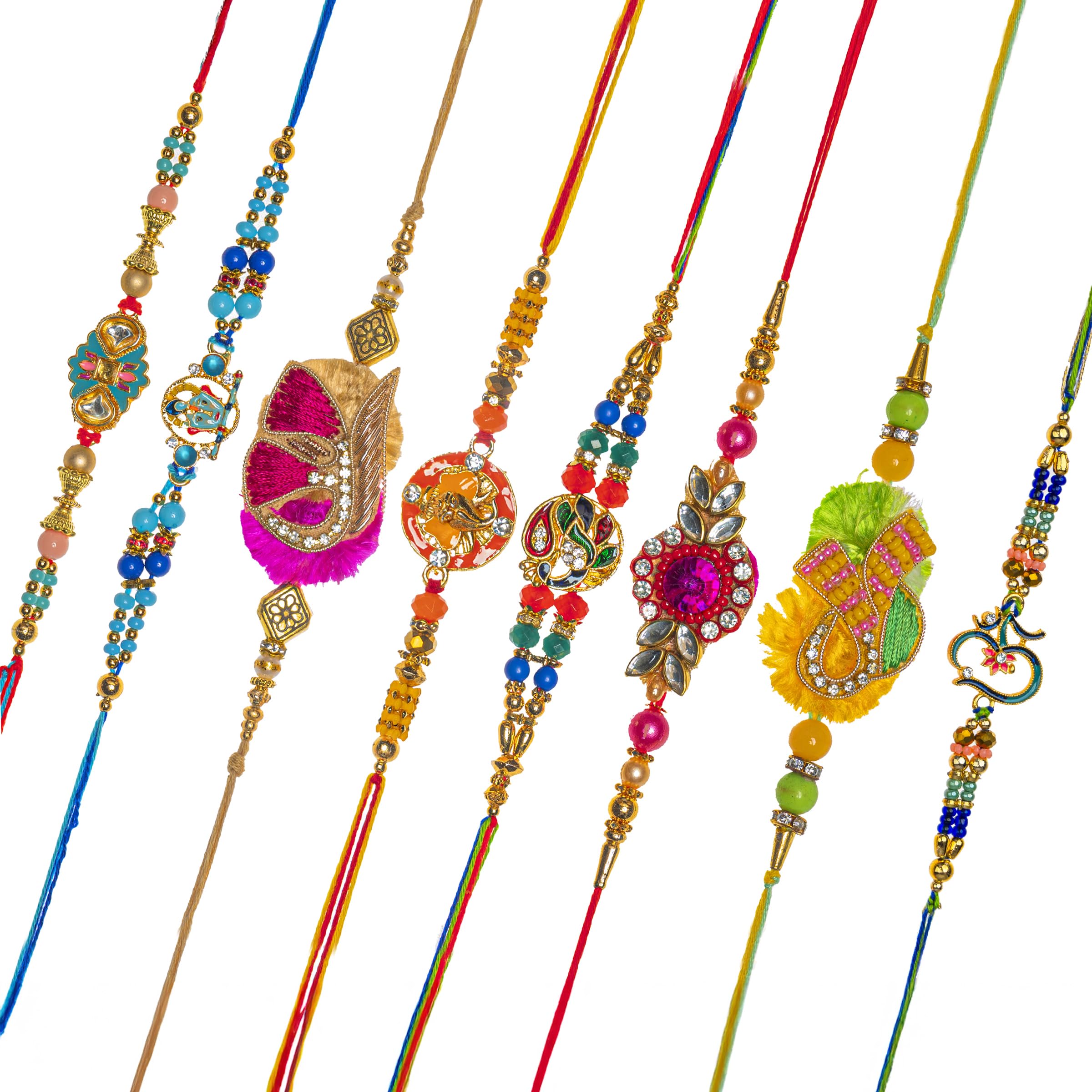 Tarini Gallery Set of 8 Rakhi for Brother Bhabhi and Bhatija Bhai Bhaiya Raksha Bandhan gift Rakhi Thread Rakhi with Greeting Card Gift Pack