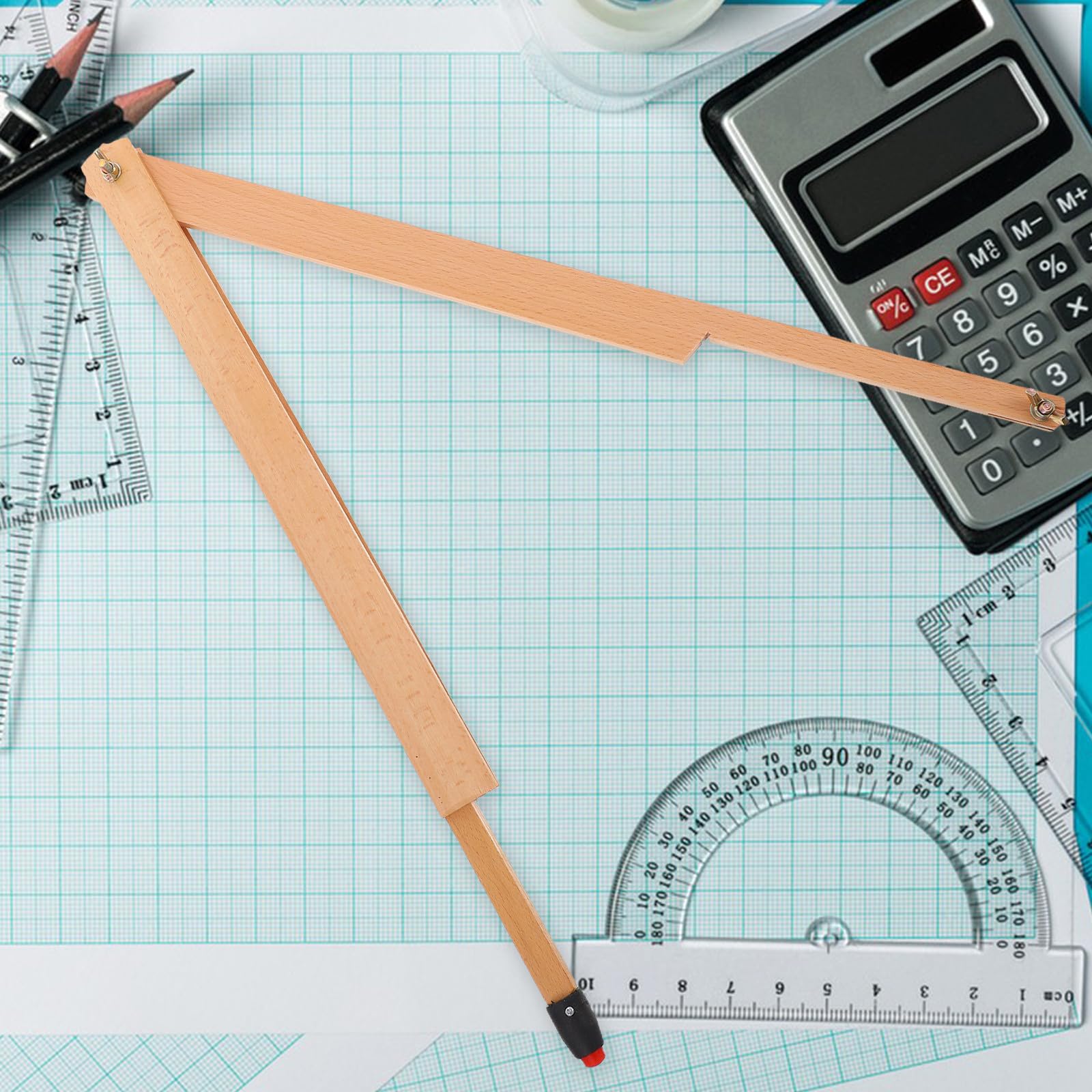 5 Pezzi Compasso da Disegno in Legno Clip per Lavagna, Regolabile