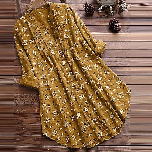 Miniatura 3 de Blusas de manga enrollada con cuello en V para mujer, con cuello en V, estilo casual, largas, estilo novio, tipo túnica