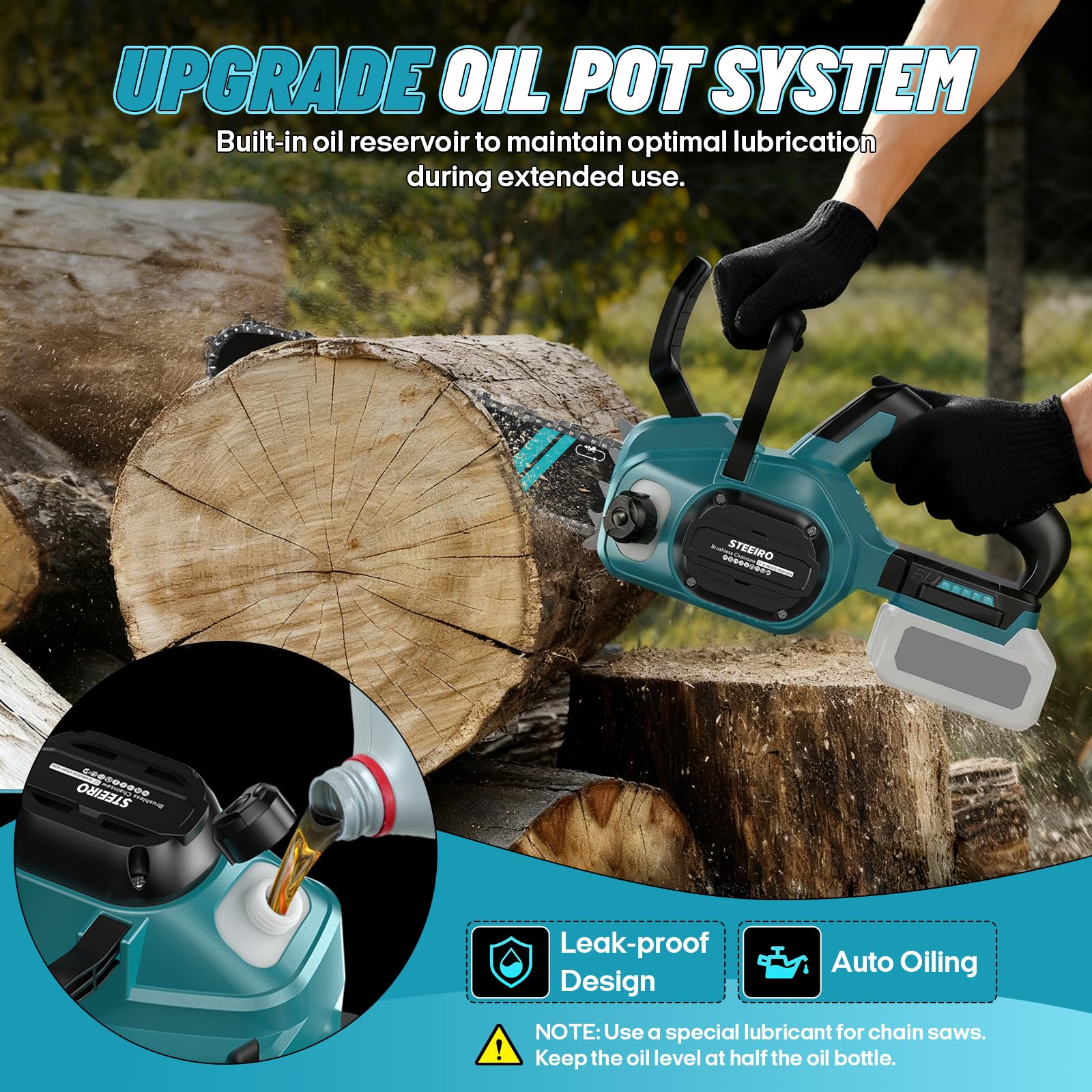 Motosega a batteria da 12 pollici, compatibile con batteria Makita da 18 V