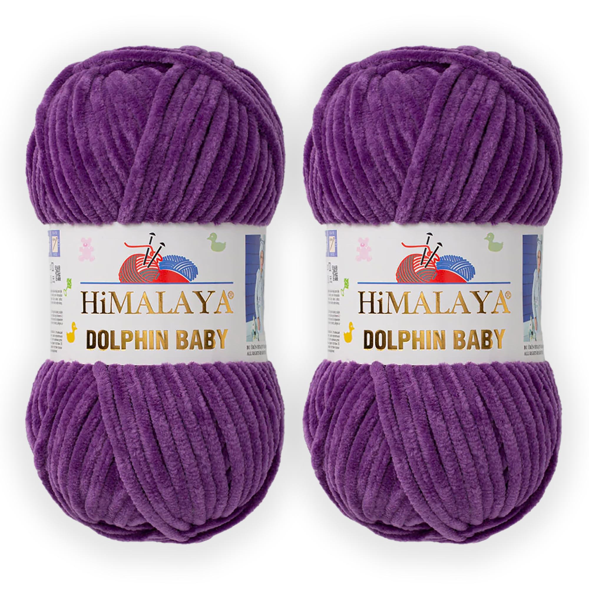 2 Skein/Pack Himalaya Dolphin Baby Chenille Yarn, Each Ball 100 gr (3.5 oz), 120 m (132 Yards), 100% Polyester, Super Bulky Baby Blanket Velvet