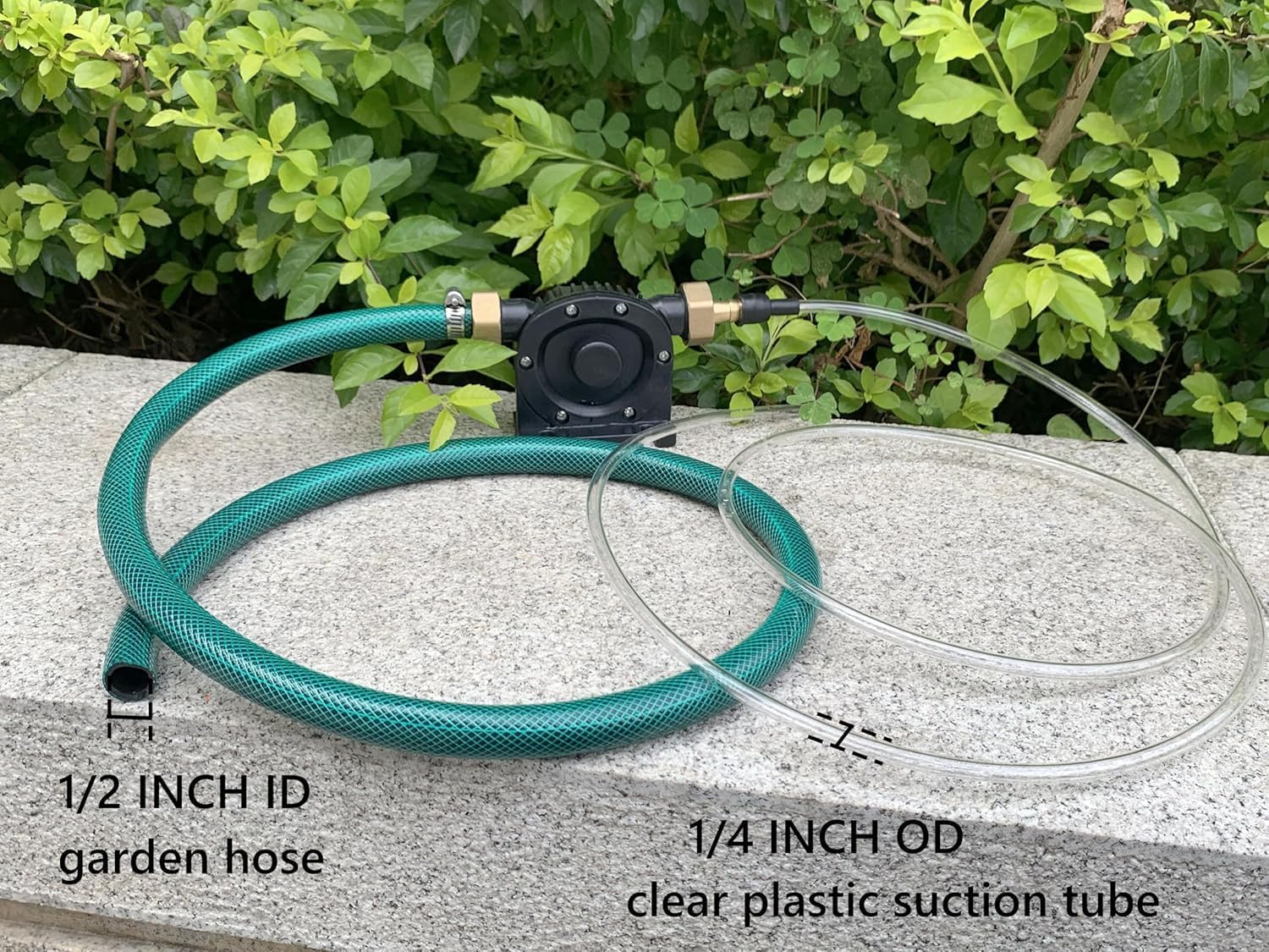 Hand Drill Water Transfer Pump Kit with 3.3FT 1/2 inch ID PVC Hose for Water Oil Fluid Transfer