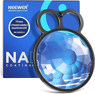 NEEWER 77mm Handheld Kaleidoscope Prism Lens Filter, Glass Prism Camera Lens Effect Filter with 2 Finger Handle, Multi Refraction, Variable Number of Photographic Subjects, DSLR Photography Accessory