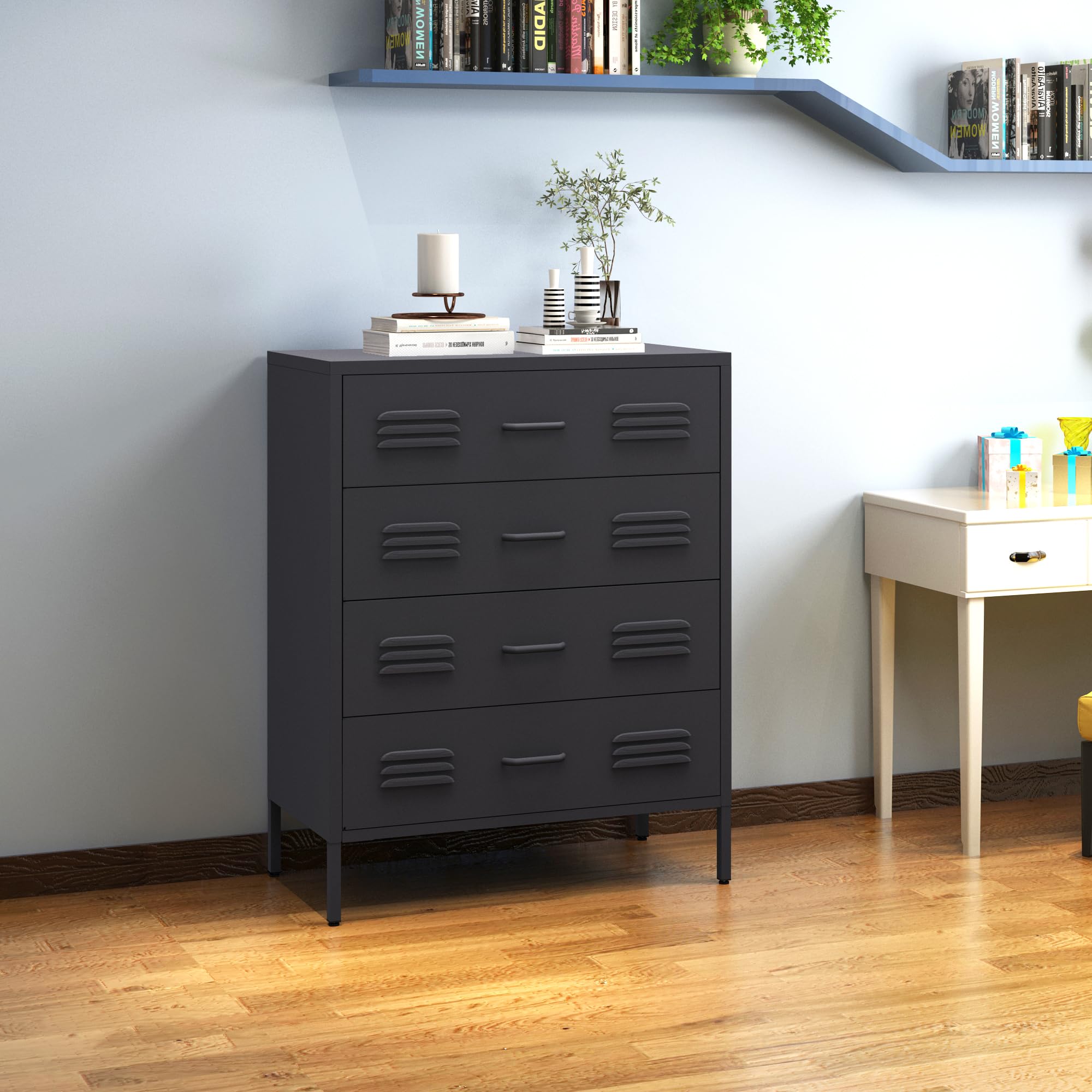 Amazon.com: Washsemba Metal 4 Drawer Dresser, Chest of Drawers for Bedroom,  Storage Cabinet with 4 Drawers, Sideboard for Entryway Living Room,  Industrial (Black) W31.5 xD15.8 xH40 : Home & Kitchen