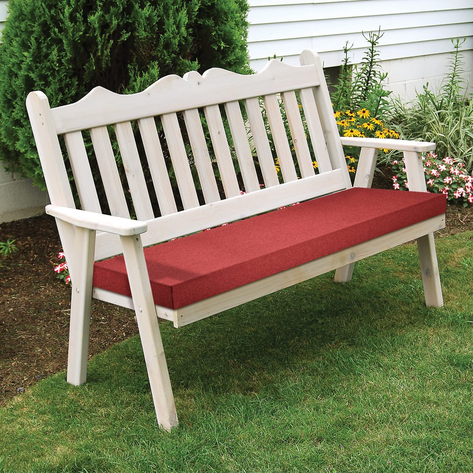 Cuscino impermeabile per panca da esterno, in schiuma spessa, per patio, mobili, finestre, divano (rosso, 45 x 45 x 10 cm), resistente e confortevole