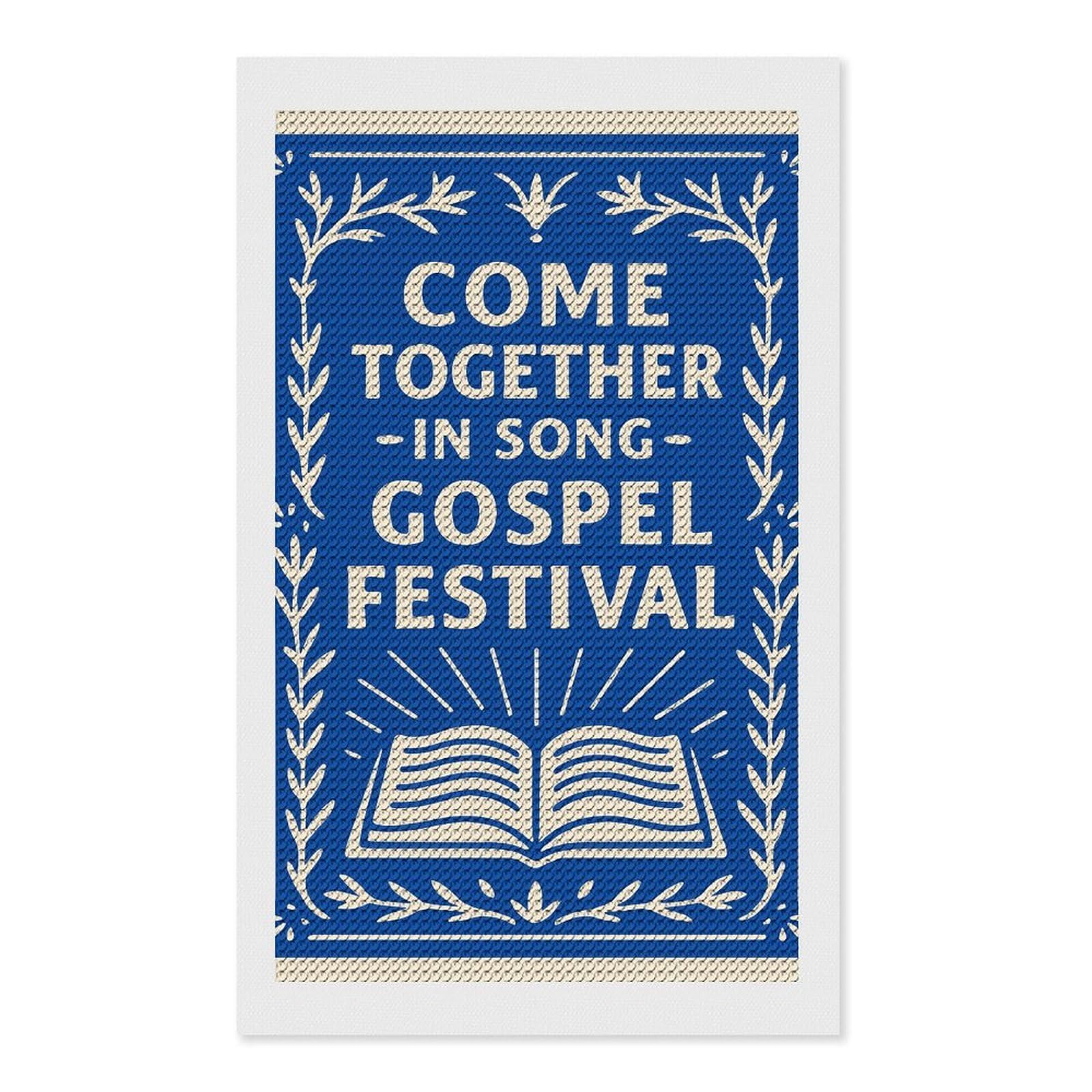 Junmoney Come Together in Song Gospel Festival Diamond Painting Canvas Set 12"x20", Easy to Enjoy, Adhesive Canvas, Office Decor, Holiday Gift Idea, with Tool Kit