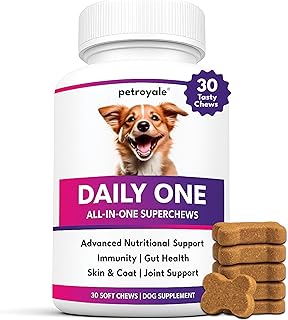 Petroyale Daily One, All-in-One Supplement for Dogs – 25 in 1 Dog Multivitamin, Probiotics, Omega 369, Hip &amp; Joint, Skin &amp;...
