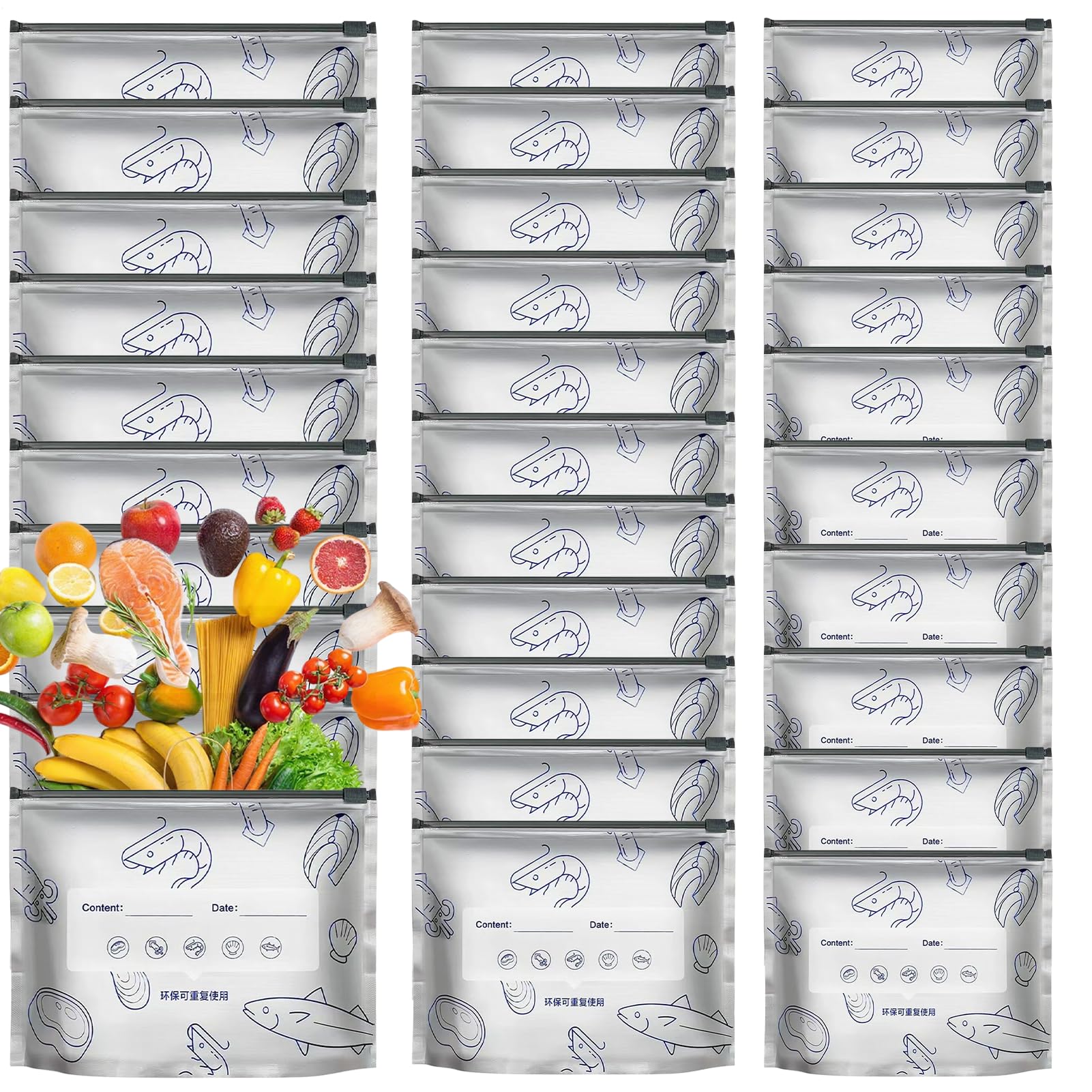 Bolsas de almacenamiento reutilizables con cierre para conservar pan y congelar alimentos