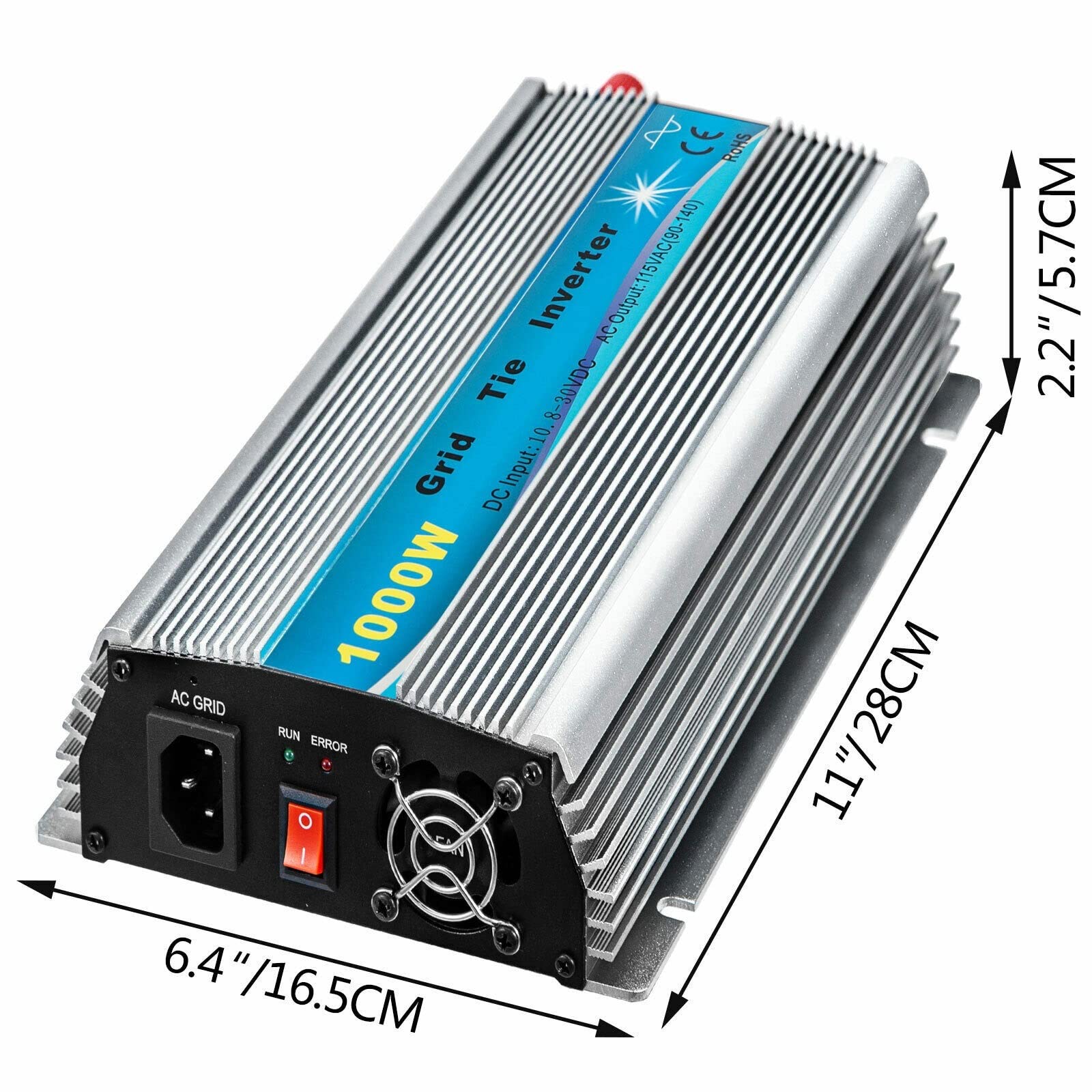 1000W Grid Tie Solar Inverter MPPT Onda sinusoidale pura 10.8-30V / 20-45V a 115V Pannello solare FV/Generatore di energia eolica per professionisti e appassionati del fai da te(20-45VDC)