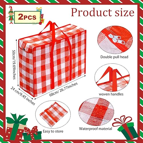 Miniatura 9 de 2 bolsas de almacenamiento de adornos de Navidad, bolsas de almacenamiento para árbol de Navidad, bolsas de almacenamiento de 27 x 20 pulgadas,