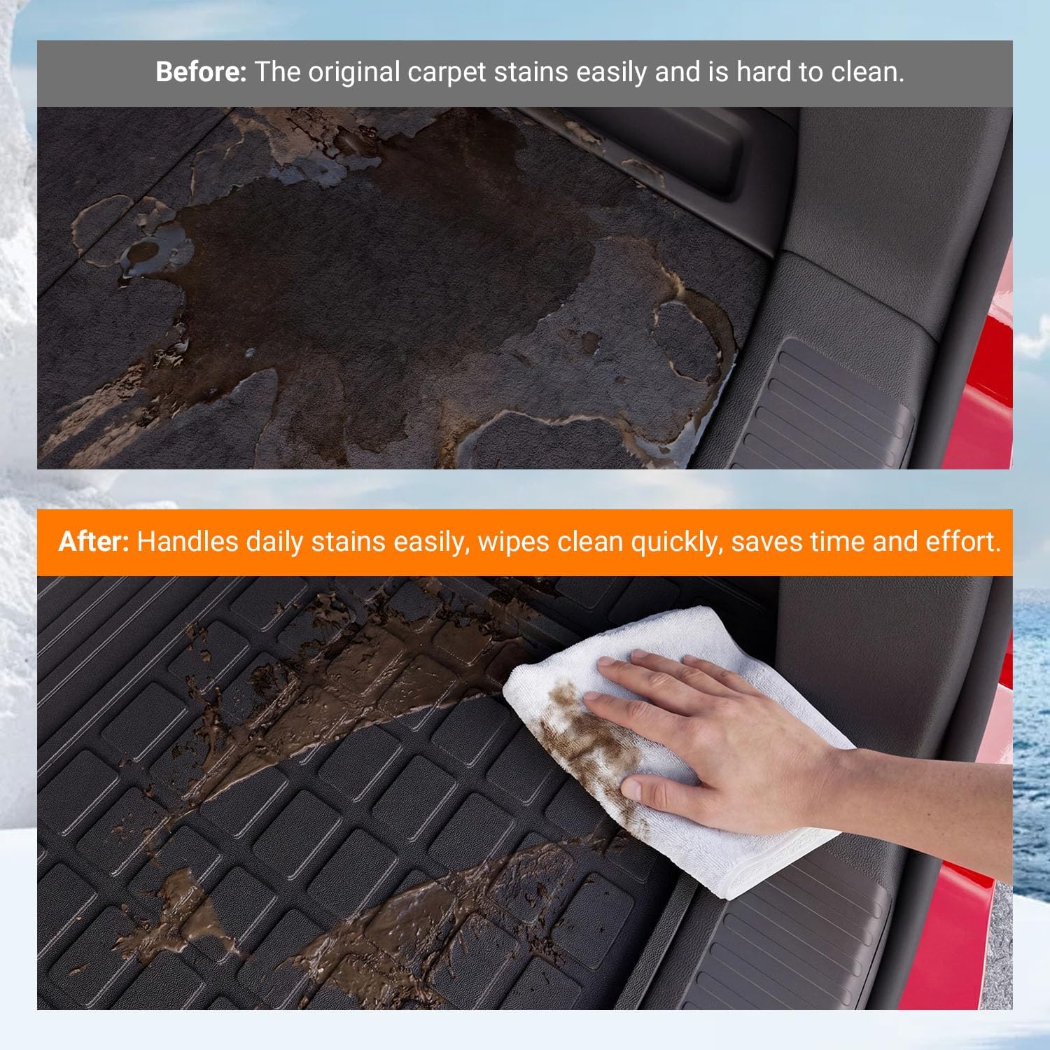 powoq Cargo Mat Compatible with 2023-2026 Honda Pilot Cargo Liner Back Seat Protector Trunk Mat TPE Trunk Liner Replacement for 2023-2026 Honda Pilot Accessories (Trunk Mat with Backrest Mats)