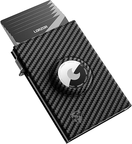 Billetera para hombre para AirTag, billetera AirTag desplegable para hombre para Apple AirTag, cuero de fibra de carbono, inteligente, delgada,