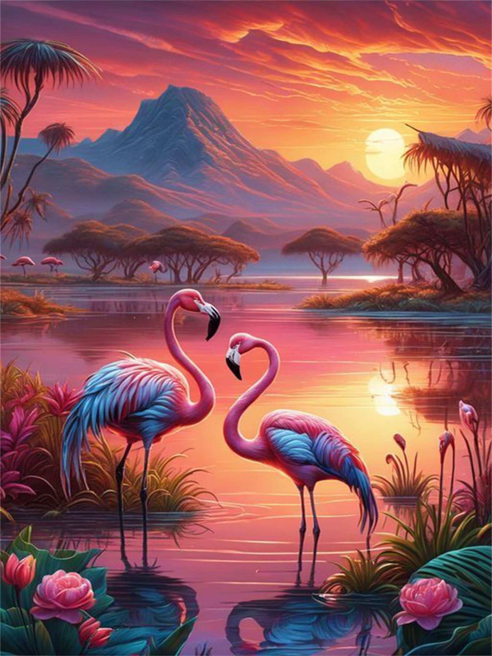 Flamingi o zachodzie słońca nad jeziorem Puzzle 700 sztuk, puzzle dla dorosłych, klasyczne puzzle dla dorosłych, kreatywna rozrywka, wymagające gry