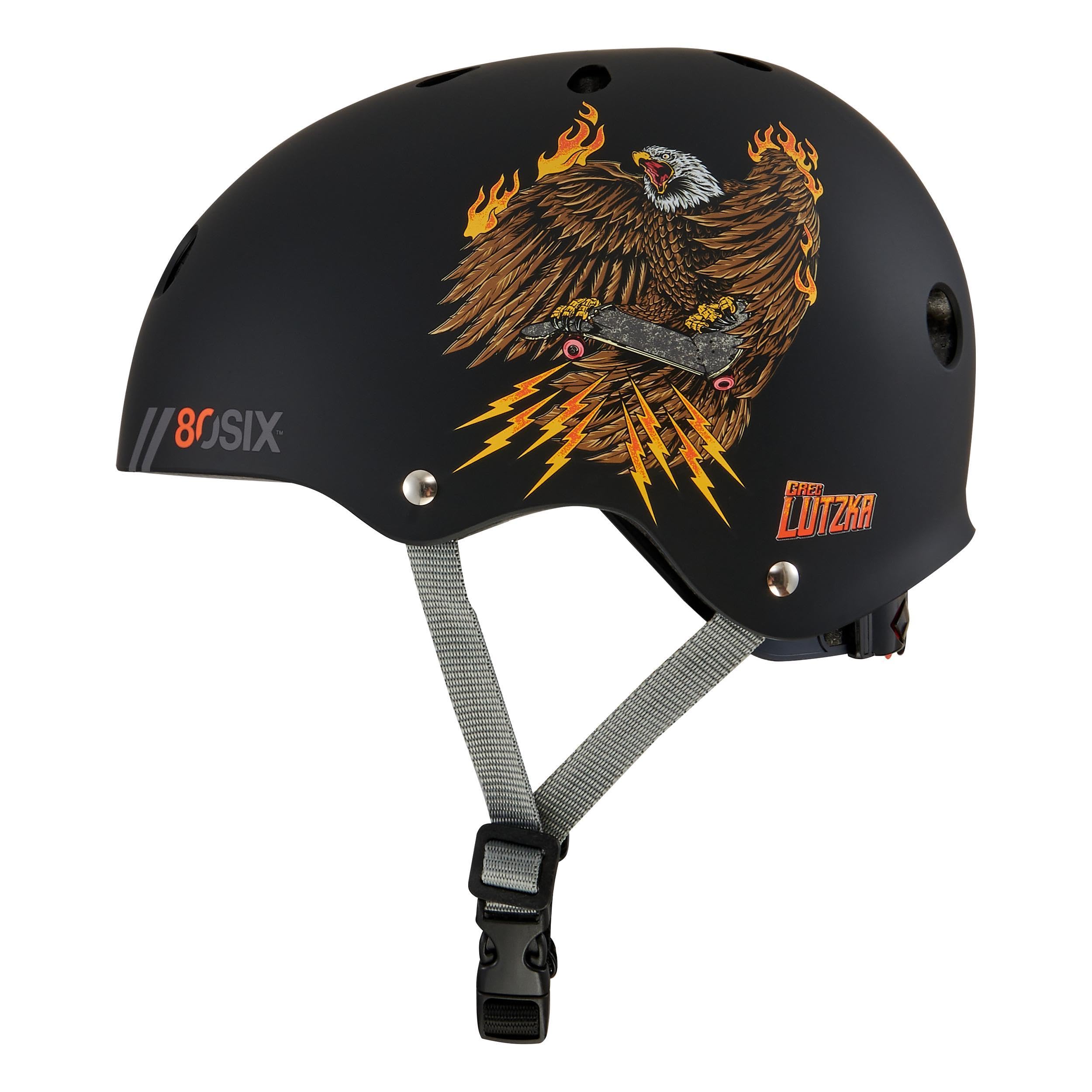 80SIX Skatehelm & 6er Protektoren Set, CE EN1078 Zertifiziert, Greg Lutzka Signature Edition für Skateboard, Scooter, BMX & Inline Skates, S/M & JR/XS, Schwarz