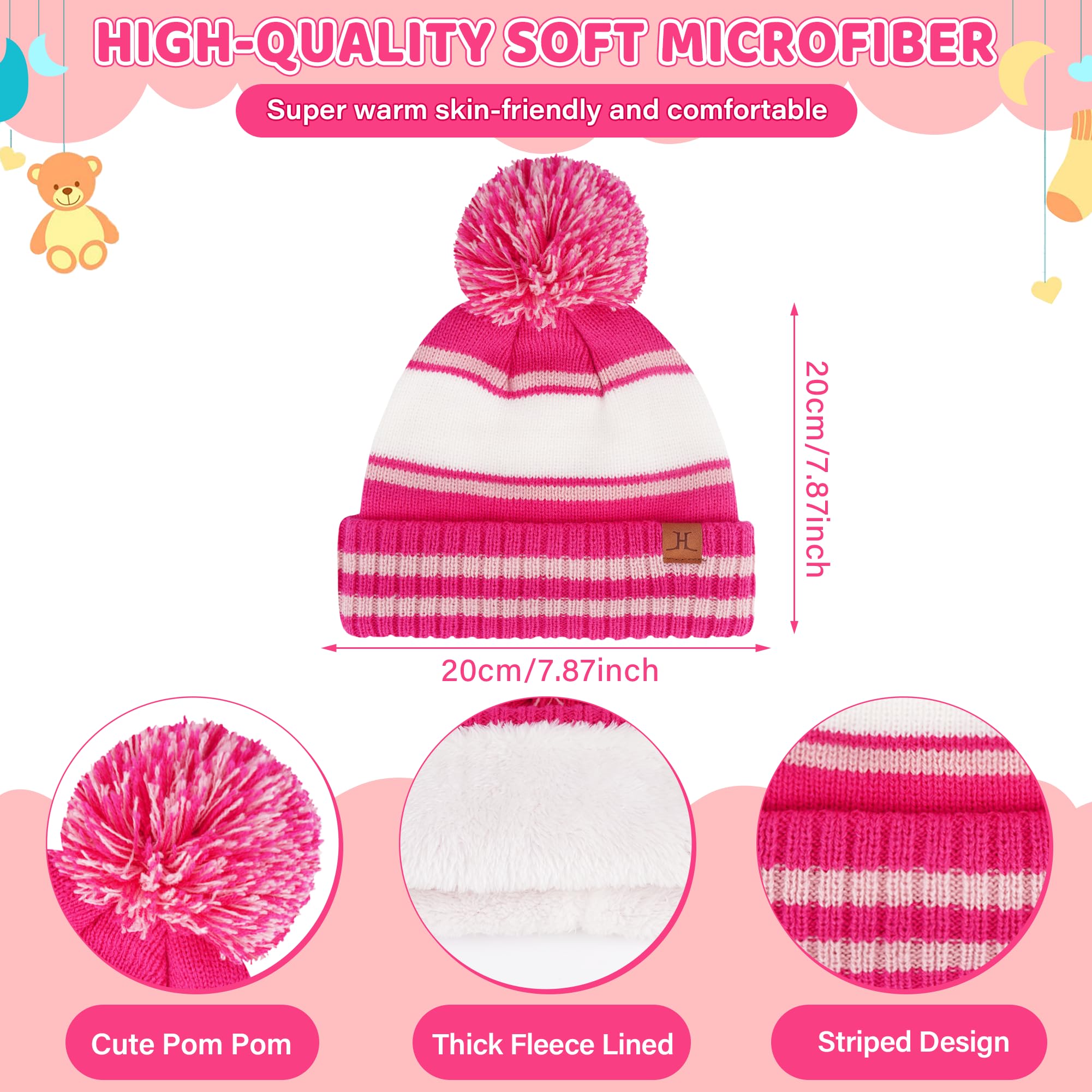 Bequemer Laden Ensemble Bonnet Gants Écharpe Infinity pour Enfants - Bonnet Chaud Écharpe Col Roulé avec Fleece Épais pour Garçons Filles 2-7 Ans Cadeau Bébé