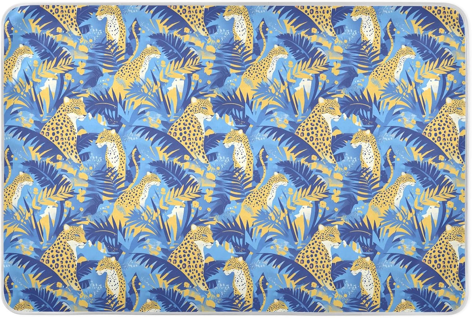 Tropical Leaves Yellow Leopard Extra Large Resuable Bed Underpads Waterproof Washable Potty Training Cover Cute Cool Bed Liners for Children Adults Pets , 52" L x 34" W