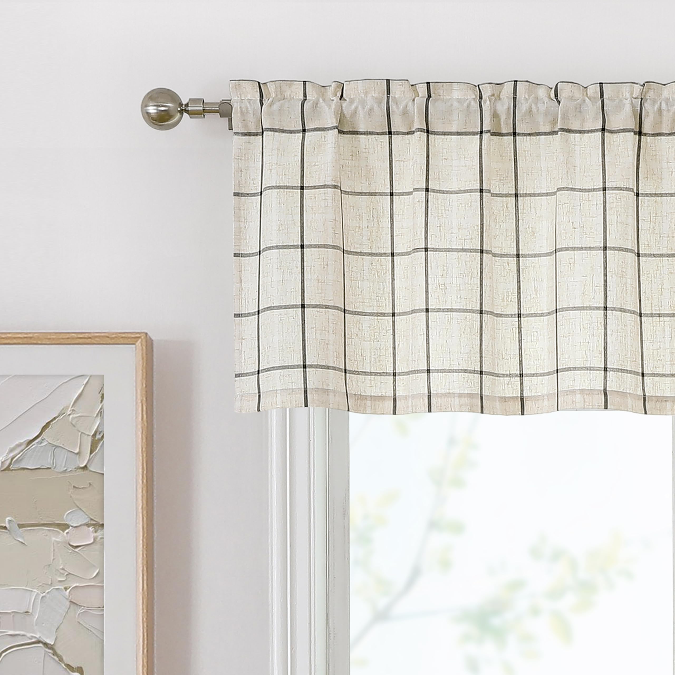 Bapawfish Buffalo Plaid Café Curtain Valances for Kitchen 55"x15"x1