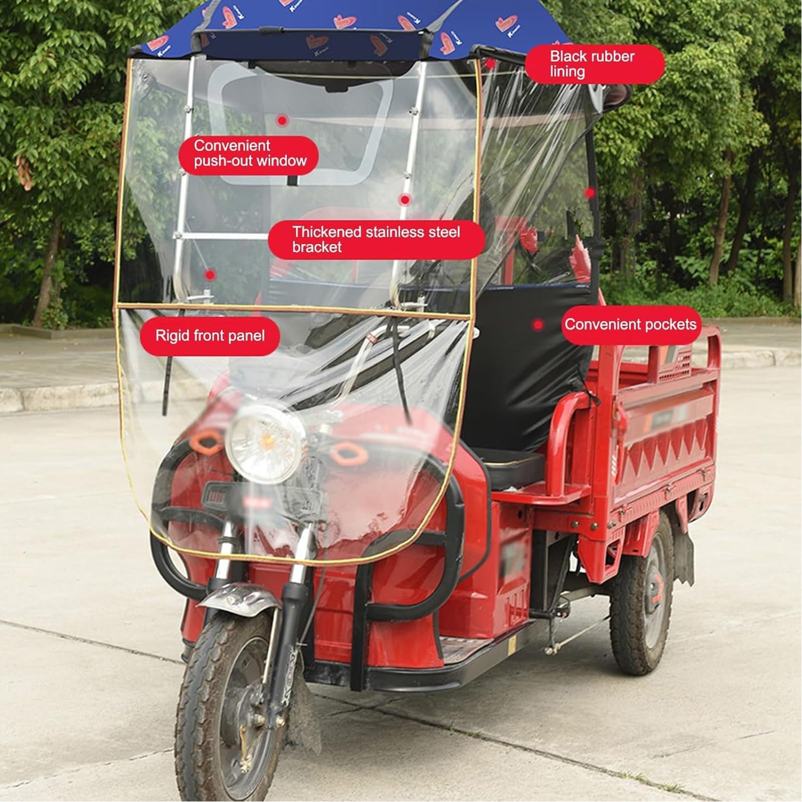 Regenschutz für Elektromobile, Abdeckung für Dreiräder für Erwachsene, für Fahrten im Freien, Regen-, Sonnen- und Schneesicher(Purple,65cm/25.5")