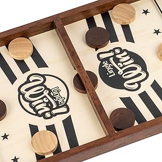 Lingle Sling Puck Game - 16.5 Inch Premium Solid Wood Board Game, Luxury Sling Puck Fight for Entertaining Family Games or Parties with Friends, Classic Competitive Table Game