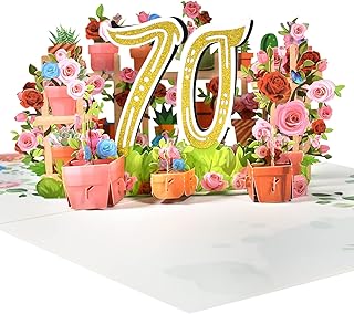 GREETING ART 70th Birthday Pop Up Card,70th Birthday Card,70th Anniversary Card for Husband Wife,Happy 70th Birthday Card,70th Bday Card for Women, Men, 70 Birthday Gifts for Wife, Husband, Him, Her