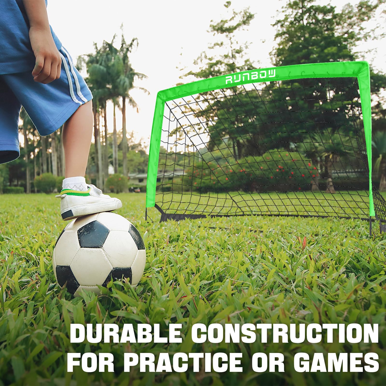 1,5 x 0,9 m, porta da calcio portatile per bambini piccoli da cortile, set di 2 reti da calcio con custodia portatile