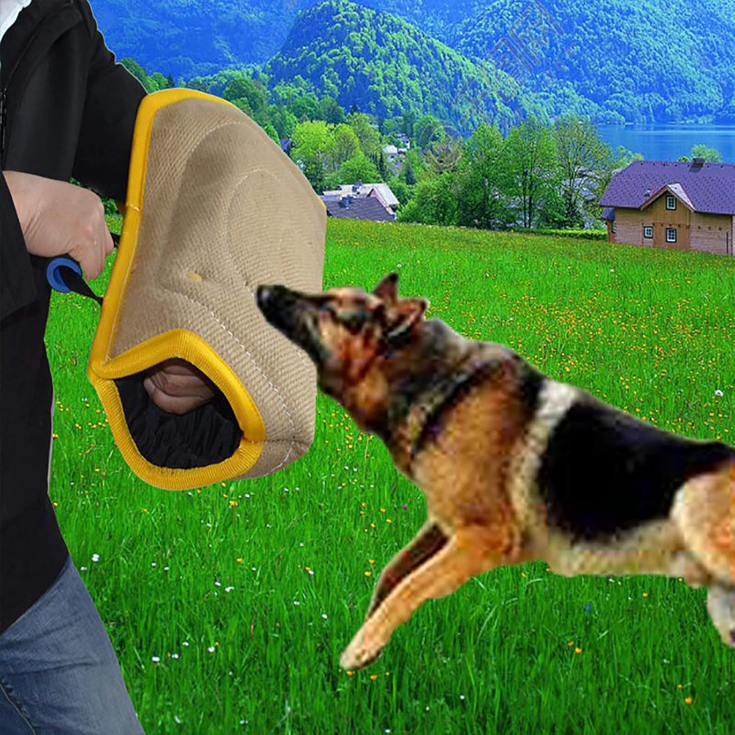 Morezi Dog Bite Sleeve Training Protection, Heavy Duty Jute Durable, Fit Pit Bull German Shepherd Mastiff, Puppy Small Dogs Training Biting Tugging Toy - Yellow