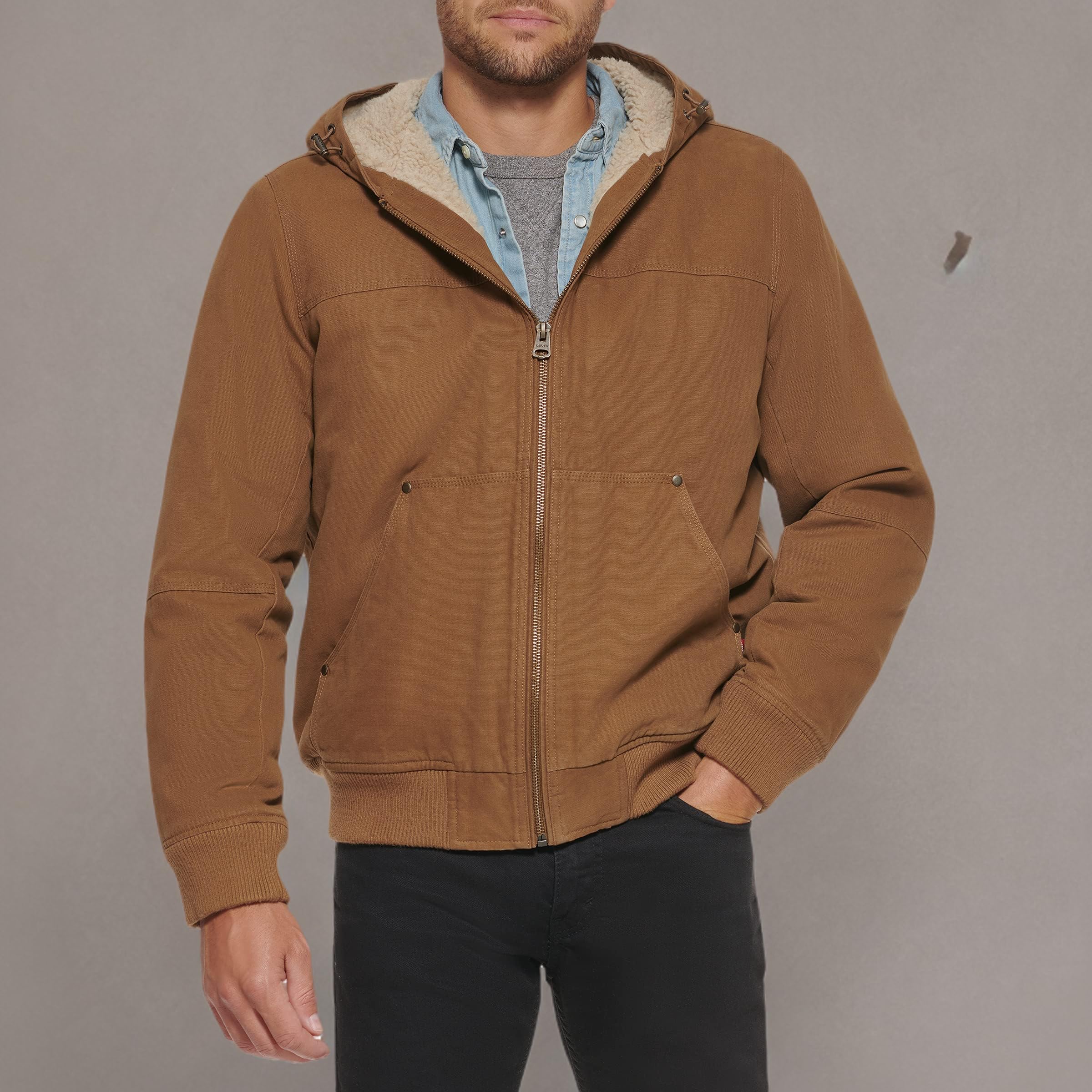 Levi's Herren Sherpa-kapuzenjacke aus Gewaschener Baumwolle Jeansjacke